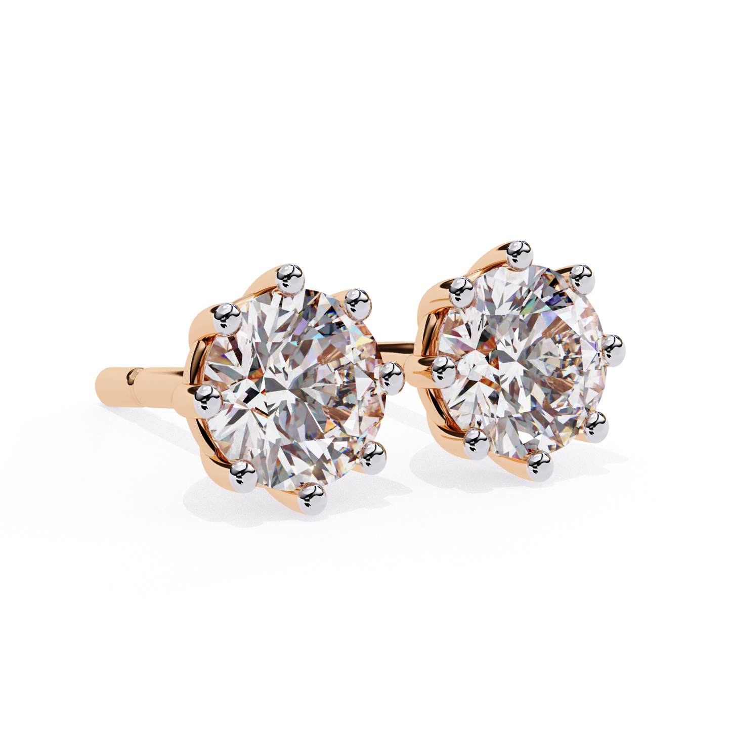 8 Prong Set 2.57Ct Round Cut High Quality Lab Grown Diamond Antique Push Back Daily Wear Stud Earring For Her - HIGHCARAT DIAMONDS