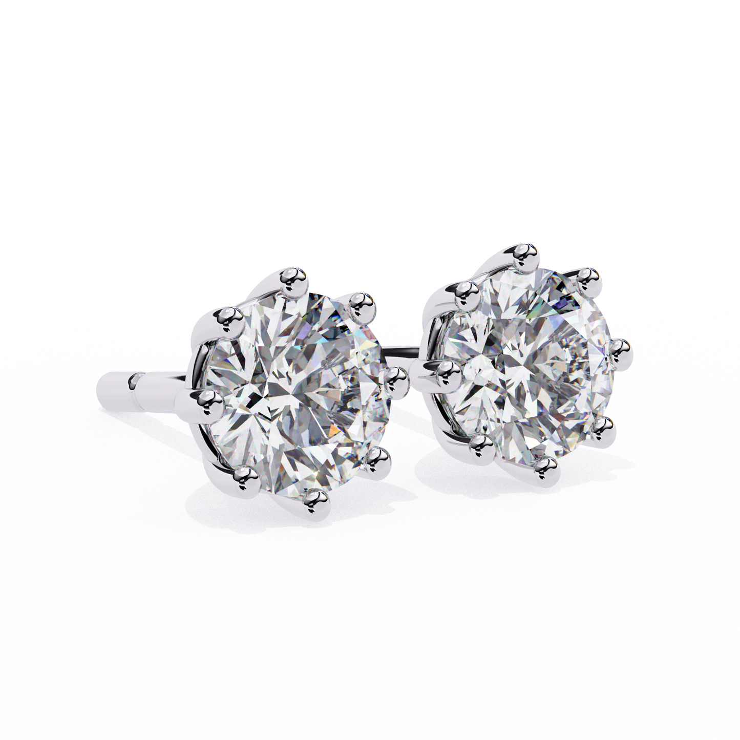 8 Prong Set 2.57Ct Round Cut High Quality Lab Grown Diamond Antique Push Back Daily Wear Stud Earring For Her - HIGHCARAT DIAMONDS