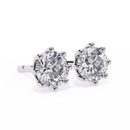 8 Prong Set 2.57Ct Round Cut High Quality Lab Grown Diamond Antique Push Back Daily Wear Stud Earring For Her - HIGHCARAT DIAMONDS