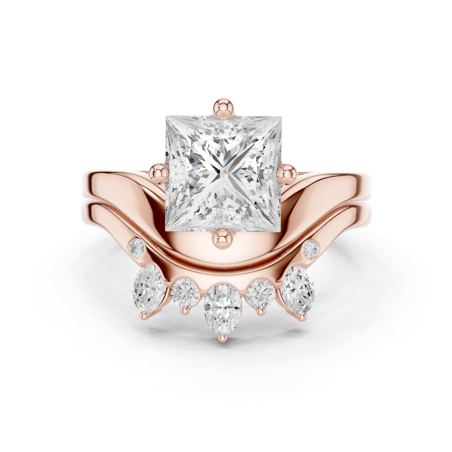 8 Stone Princess, Oval & Round Diamond Unique Style Vintage Stunning New Diamond Ring For Bridal