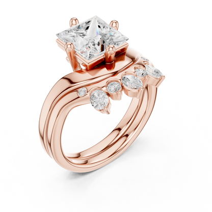 8 Stone Princess, Oval & Round Diamond Unique Style Vintage Stunning New Diamond Ring For Bridal