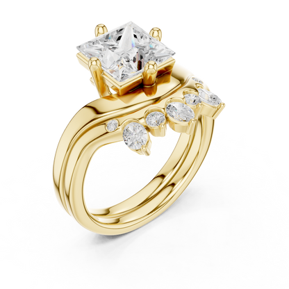 8 Stone Princess, Oval & Round Diamond Unique Style Vintage Stunning New Diamond Ring For Bridal