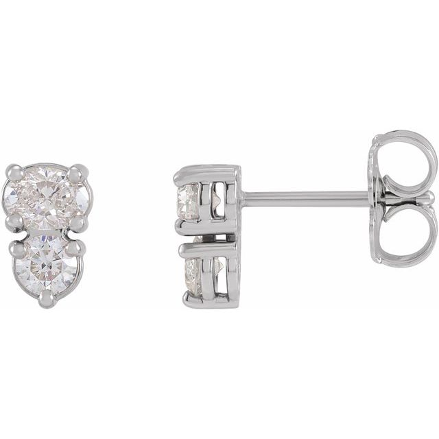 14K White 1/2 CTW Lab-Grown Diamond Two-Stone Earrings