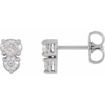 14K White 1/2 CTW Lab-Grown Diamond Two-Stone Earrings