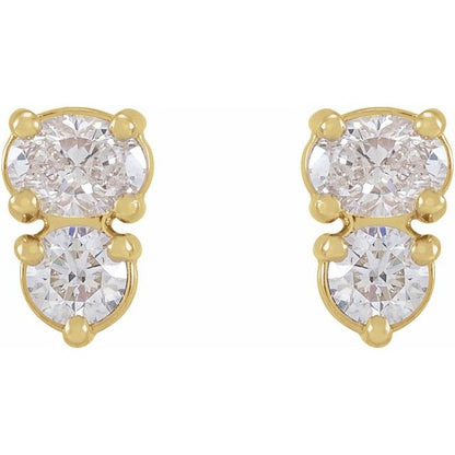 14K White 1/2 CTW Lab-Grown Diamond Two-Stone Earrings