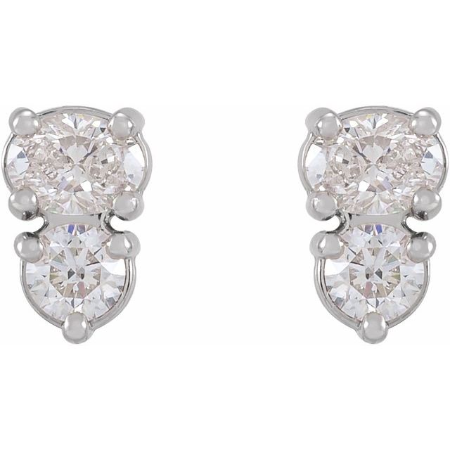 14K White 1/2 CTW Lab-Grown Diamond Two-Stone Earrings