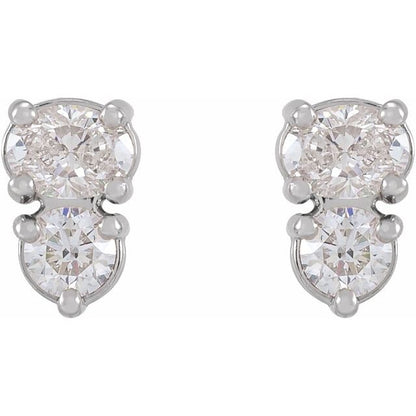 14K White 1/2 CTW Lab-Grown Diamond Two-Stone Earrings