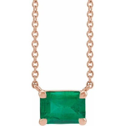 14K Yellow Lab-Grown Emerald 18" Necklace