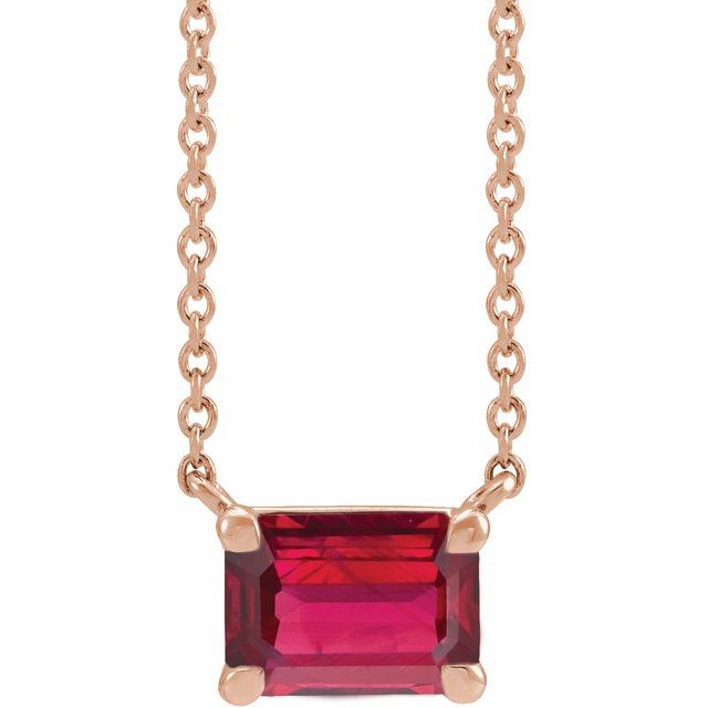 14K White Lab-Grown Ruby 18" Necklace