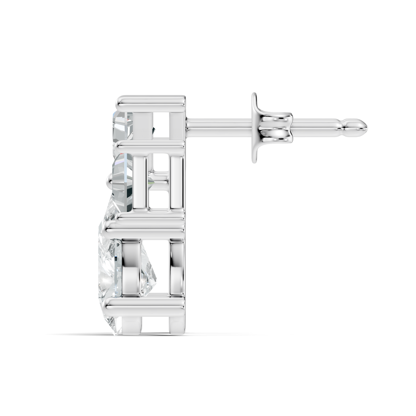 Triangle & Pear Lab Grown Diamond Vinatge Stud Earring