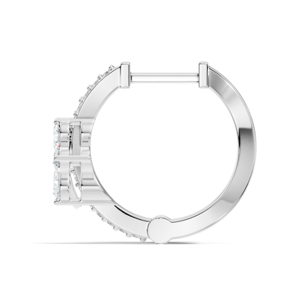 Pear and Round Cut Lab Grown Diamond Hinged Hoop Earring