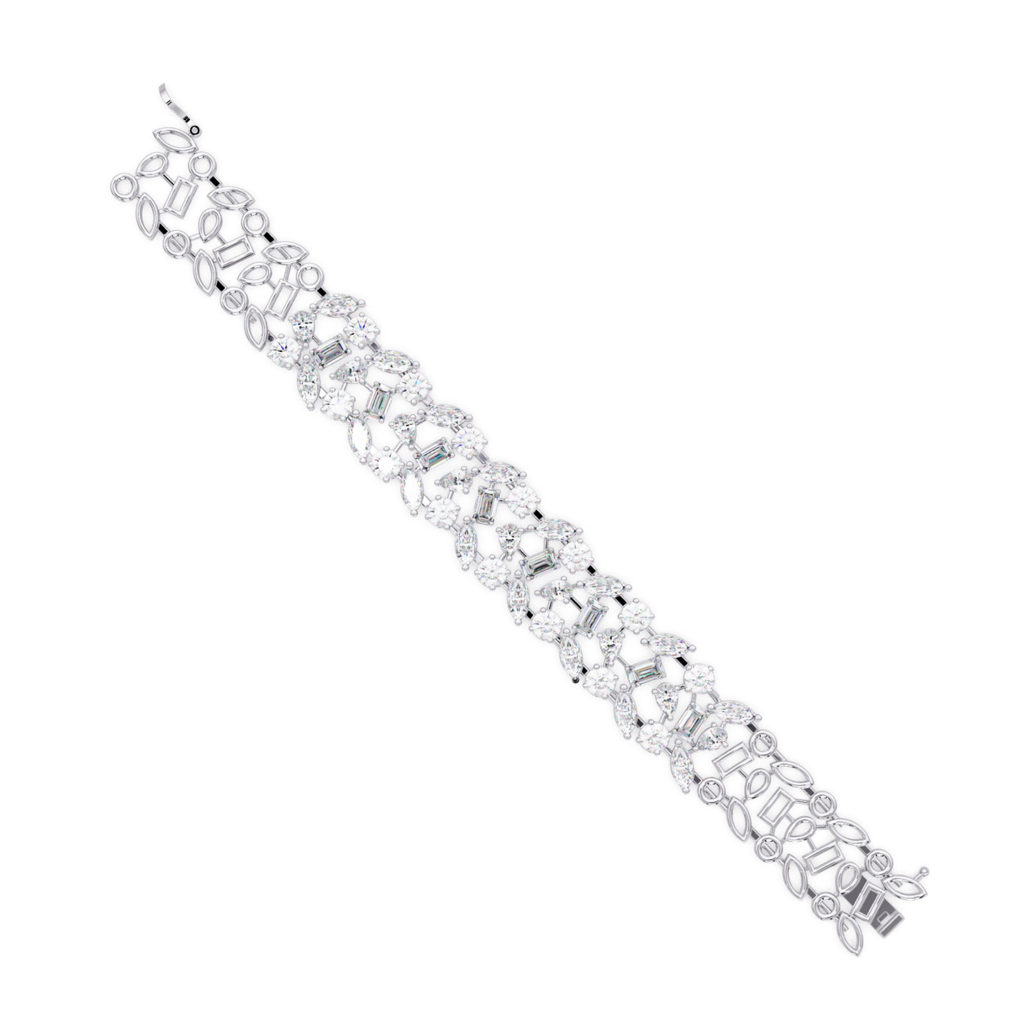 Mixed Shape Lab grown Diamond Wide Bracelet