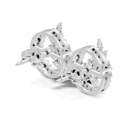 Marquise Cut Lab grown Diamond Leaf Halo Stud Earring