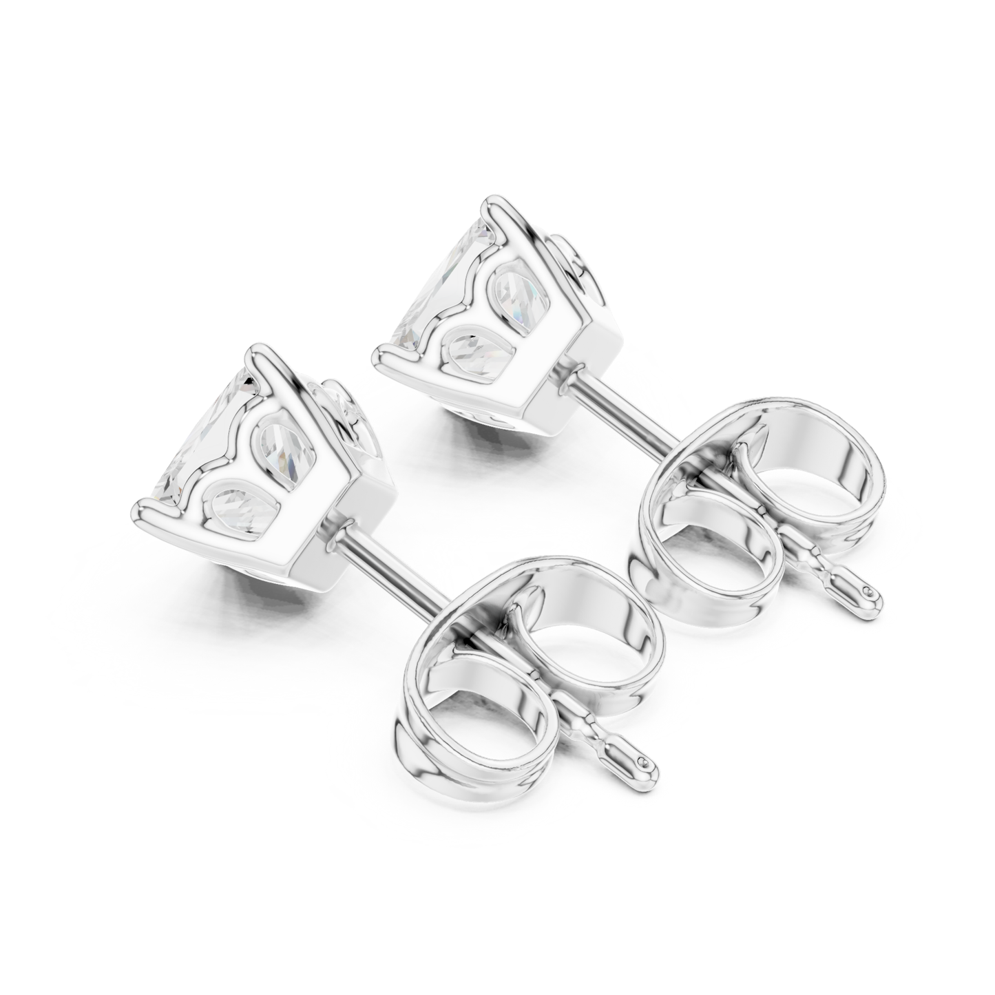 Princess Cut Lab Grown Diamond Prong Set Stud Earring