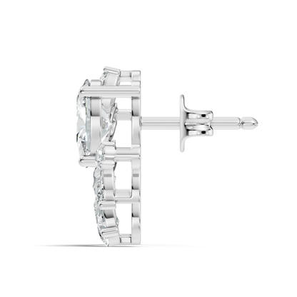 Oval and Pear Cut Lab Grown Diamond Unique Prong Stud Earring