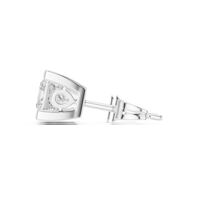 Princess Cut Solitaire Lab Grown Diamond Yellow Gold Stud Earring