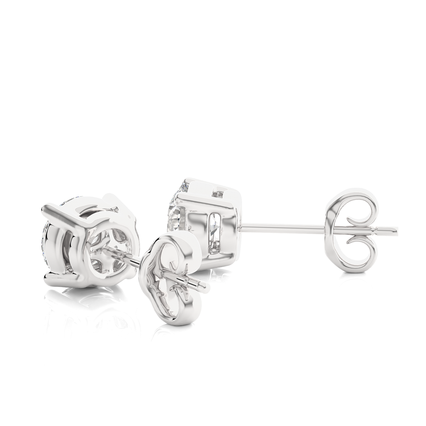14K Yellow Gold Round Brilliant Cut Diamond Earrings