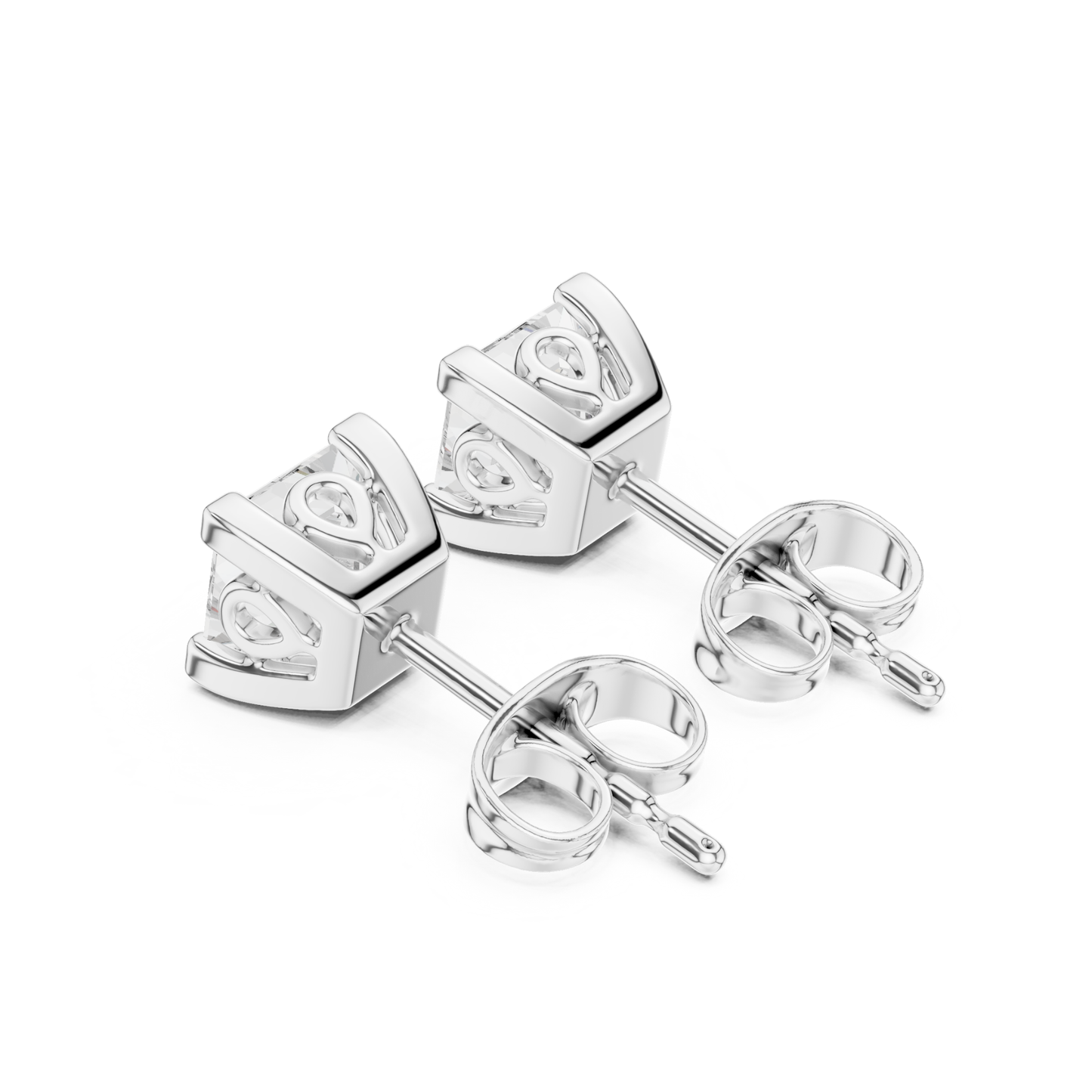 Princess Cut Lab Grown Diamond Solitaire Stud Earring