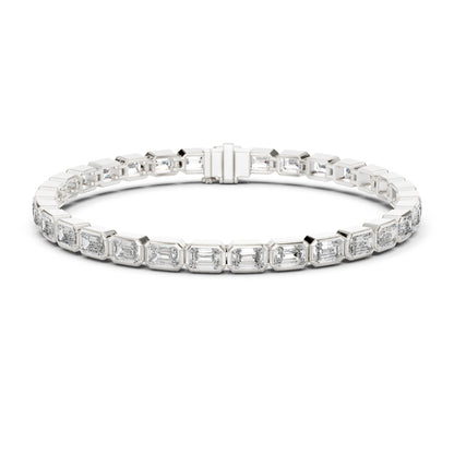 9.30Ct Emerald Cut Top Grade Diamond Elegant Minimalist Bezel Set Vintage Stunning Party Wear Bracelet  For Her