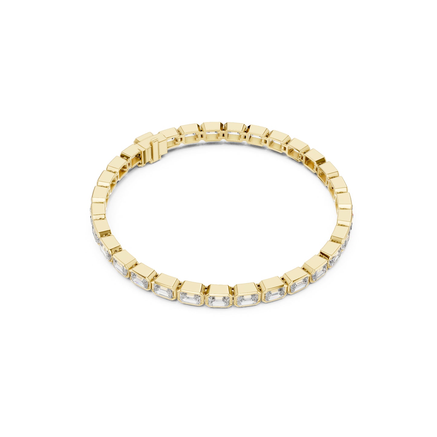 9.30Ct Emerald Cut Top Grade Diamond Elegant Minimalist Bezel Set Vintage Stunning Party Wear Bracelet  For Her