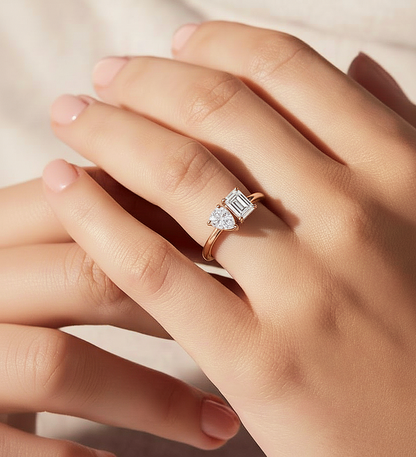 14K Yellow 1 CTW Lab-Grown Diamond Two-Stone Ring