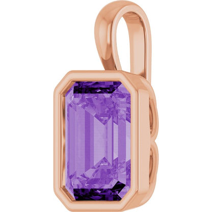 14K Rose Lab-Grown Purple Sapphire Pendant