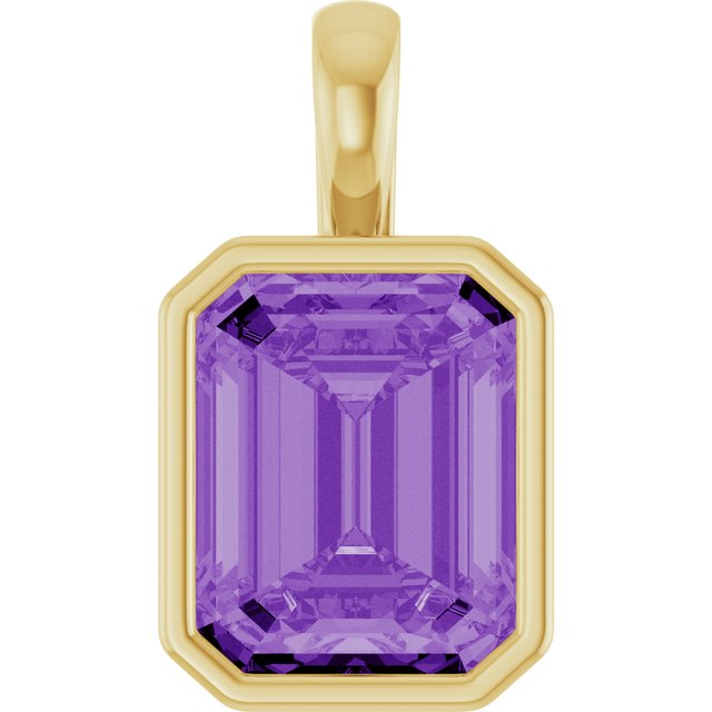14K Rose Lab-Grown Purple Sapphire Pendant