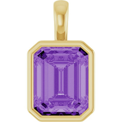 14K Rose Lab-Grown Purple Sapphire Pendant