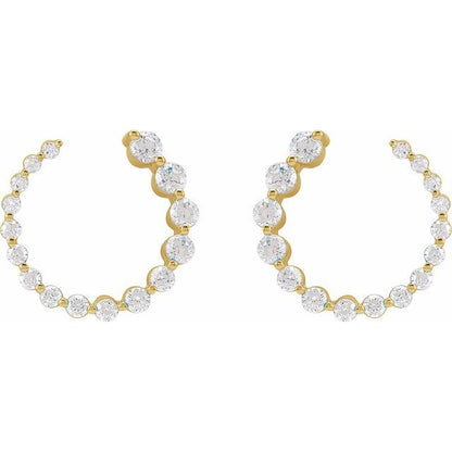 14K Yellow 7/8 CTW Lab-Grown Diamond Front-Back Earrings