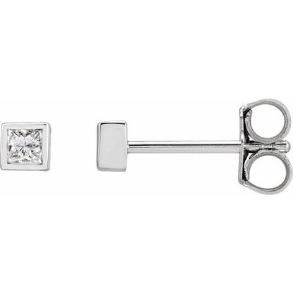 14K White 1/6 CTW Lab-Grown Diamond Bezel Earrings