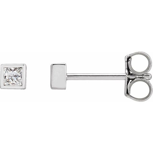 14K White 1/6 CTW Lab-Grown Diamond Bezel Earrings