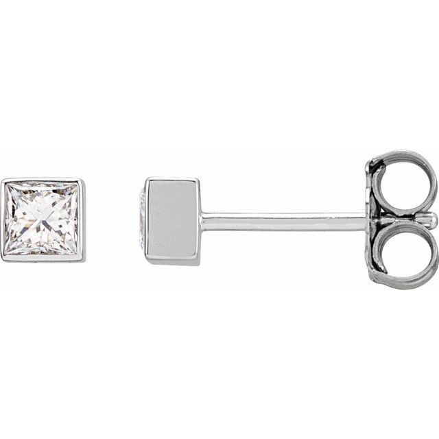 14K White 1/6 CTW Lab-Grown Diamond Bezel Earrings