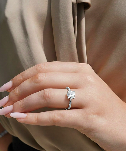 Solitaire Round Cut Lab Grown Diamond Vintage Delicate Prong Set Dainty Engagement Ring