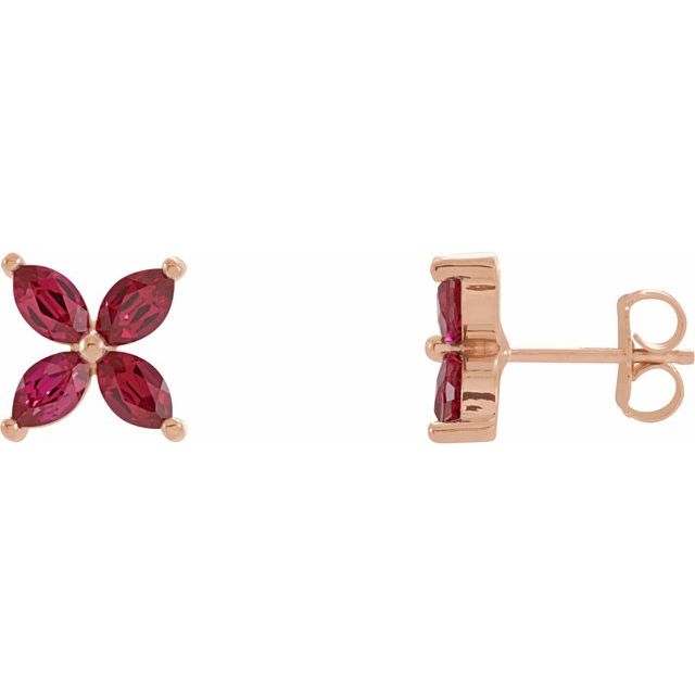 14K White Lab-Grown Ruby Earrings
