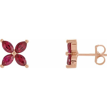 14K White Lab-Grown Ruby Earrings