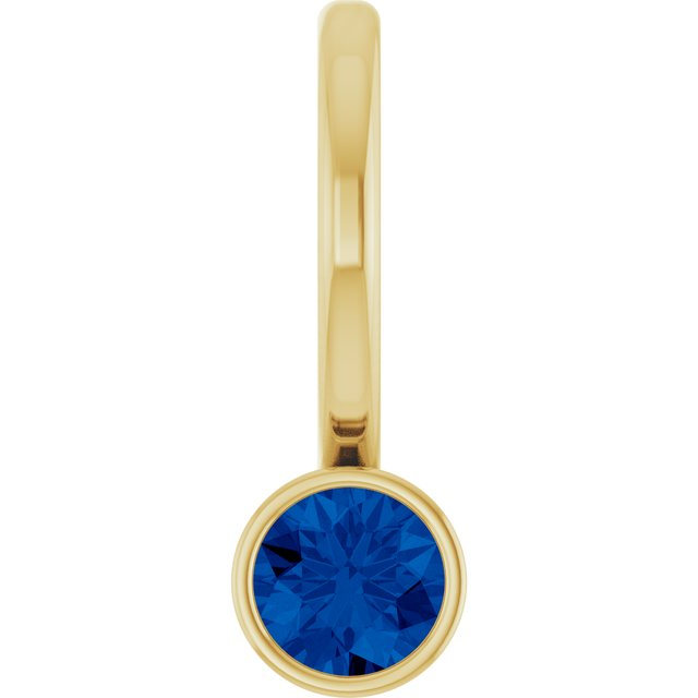 14K Rose Lab-Grown Blue Sapphire Charm/Pendant