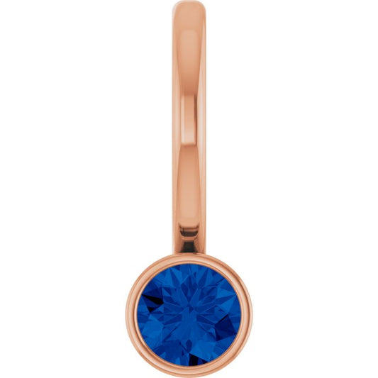 14K Rose Lab-Grown Blue Sapphire Charm/Pendant