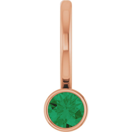 14K Rose Lab-Grown Emerald Charm/Pendant