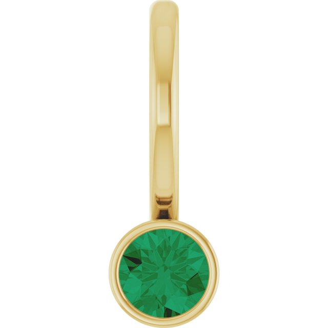 14K Rose Lab-Grown Emerald Charm/Pendant