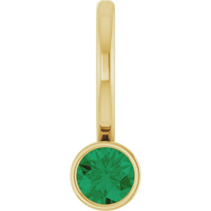 14K Rose Lab-Grown Emerald Charm/Pendant