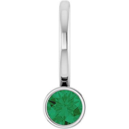 14K Rose Lab-Grown Emerald Charm/Pendant