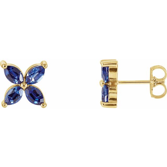 14K Yellow Lab-Grown Blue Sapphire Earrings