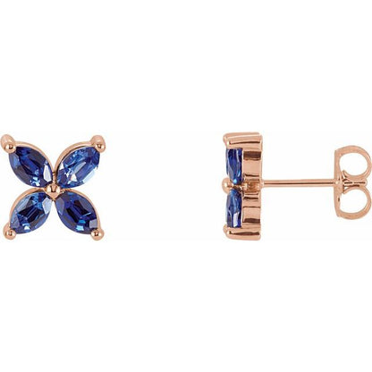 14K Yellow Lab-Grown Blue Sapphire Earrings
