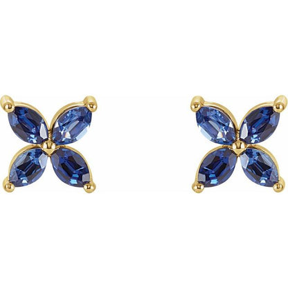 14K Yellow Lab-Grown Blue Sapphire Earrings