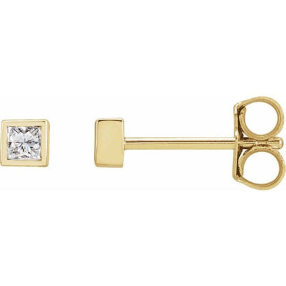 14K White 1/6 CTW Lab-Grown Diamond Bezel Earrings