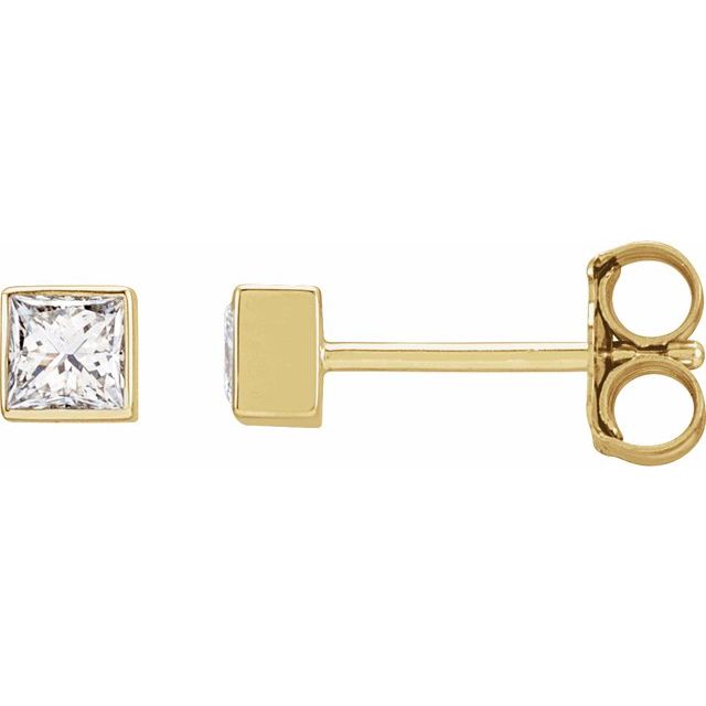 14K White 1/6 CTW Lab-Grown Diamond Bezel Earrings