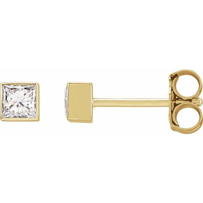 14K White 1/6 CTW Lab-Grown Diamond Bezel Earrings