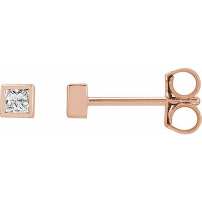 14K White 1/6 CTW Lab-Grown Diamond Bezel Earrings