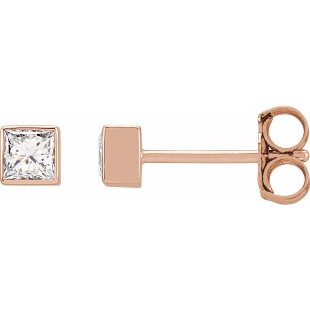 14K White 1/6 CTW Lab-Grown Diamond Bezel Earrings