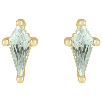 14K Yellow Lab-Grown Green Sapphire Earrings